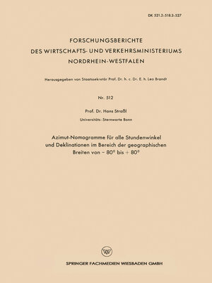 cover image of Azimut-Nomogramme für alle Stundenwinkel und Deklinationen im Bereich der geographischen Breiten von — 80° bis + 80°